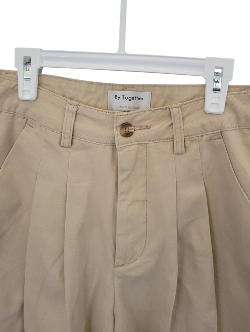 By Together Neutral Pleated Wide-Leg Chinos - Picture 3 of 6